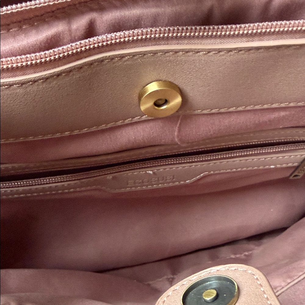 ECOSUSI Elegant Pink Beige Women's Tote Bag Vegan Leather - Picture 3 of 12